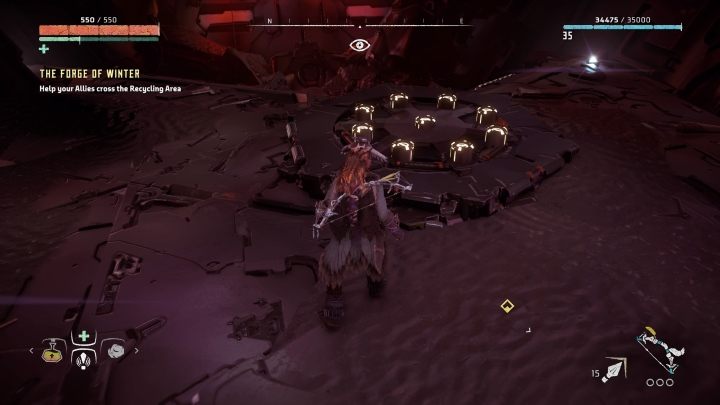 Z tego miejsca możesz przedostać się na drugą stronę Sali - Horizon Zero Dawn: Kocioł EPSILON (Cauldron EPSILON) - Horizon Zero Dawn - poradnik, solucja