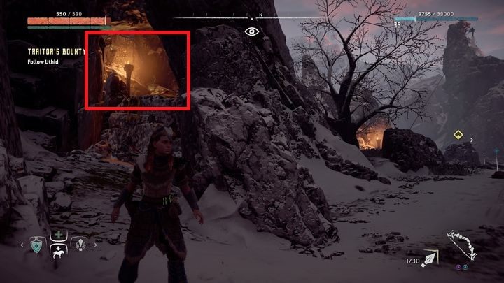 Gdy wejdziecie na półkę skalną okaże się, że łowców jest zdecydowanie więcej, a co ważne jest z nimi kapłan Bahavas - Horizon Zero Dawn: Nagroda za zdrajcę (Traitors Bounty) | Solucja - Horizon Zero Dawn - poradnik, solucja