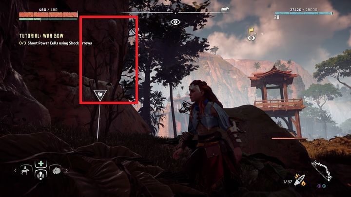 Punkt widokowy znajduje się stosunkowo wysoko, więc będziesz musiał wspiąć się na skałę w bezpośrednim sąsiedztwie Sunstone Rock, które widać na powyższym obrazku - Horizon Zero Dawn: Widokówki - lista, mapa | Kolekcje i znajdźki - Horizon Zero Dawn - poradnik, solucja