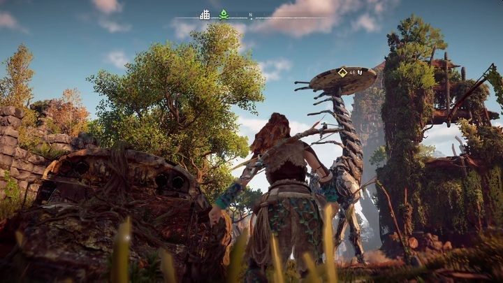 Opis: Wspięto się na żyrafa i uzyskano dostęp do jego informacji - Horizon Zero Dawn: Trofea - lista, porady - Horizon Zero Dawn - poradnik, solucja