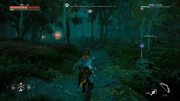 W pobliżu znacznika zauważysz drogę biegnącą z obozu bandytów Diable Pragnienie - Horizon Zero Dawn: Starożytne naczynia - lista, mapa | Kolekcje i znajdźki - Horizon Zero Dawn - poradnik, solucja