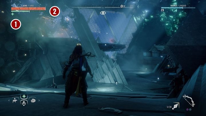 Następnie wejdź na platformę na lewo od wejścia - Horizon Zero Dawn: Kocioł RO (Cauldron RHO) - Horizon Zero Dawn - poradnik, solucja