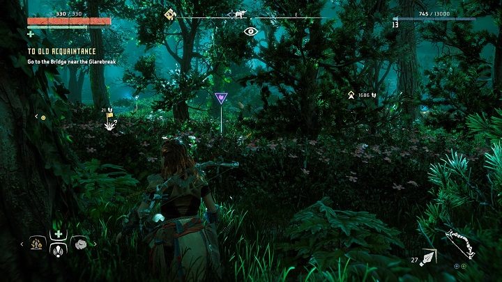 Kwiat ukryty będzie w zaroślach, co może nieco utrudnić odnalezienie go - Horizon Zero Dawn: Metalowe Kwiaty - lista, mapa | Kolekcje i znajdźki - Horizon Zero Dawn - poradnik, solucja