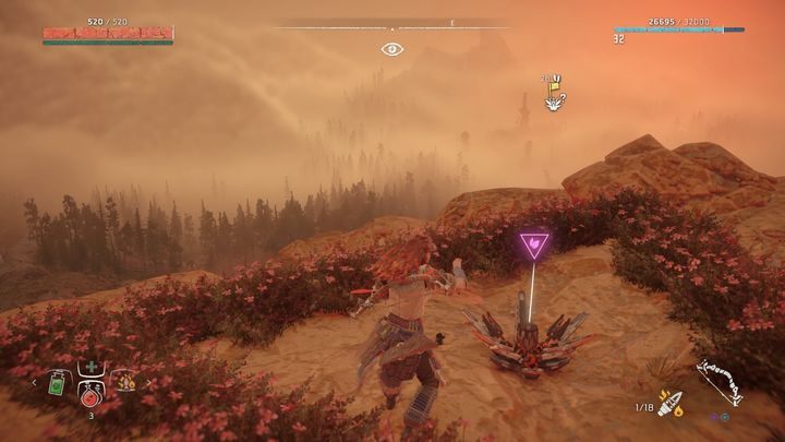 Od najbliższego ogniska udaj się w kierunku łańcucha górskiego i wskakuj na niego, aż po lewej zobaczysz miasto Zmierzch - Horizon Zero Dawn: Metalowe Kwiaty - lista, mapa | Kolekcje i znajdźki - Horizon Zero Dawn - poradnik, solucja
