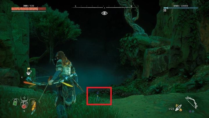 Położenie znacznika dość dokładnie wskazuje miejsce ukrycia kwiatu - Horizon Zero Dawn: Metalowe Kwiaty - lista, mapa | Kolekcje i znajdźki - Horizon Zero Dawn - poradnik, solucja