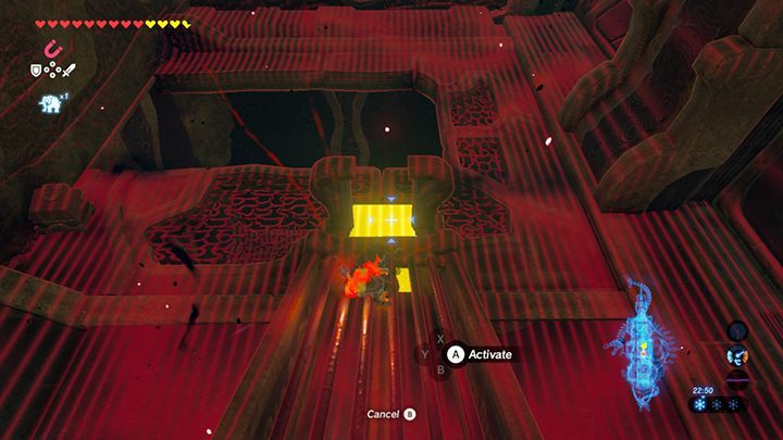 Za pomocą Magnesis Rune podnieś metalowy blok - Free the Divine Beasts | Zadania główne w Zelda: Breath of the Wild - The Legend of Zelda: Breath of the Wild - poradnik do gry