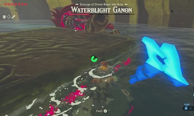 Strzelaj w łuku w niebieski kryształ na głowie wroga, by go ogłuszyć. - Jak pokonać Waterblight Ganon w Zelda: Breath of the Wild? - The Legend of Zelda: Breath of the Wild - poradnik do gry