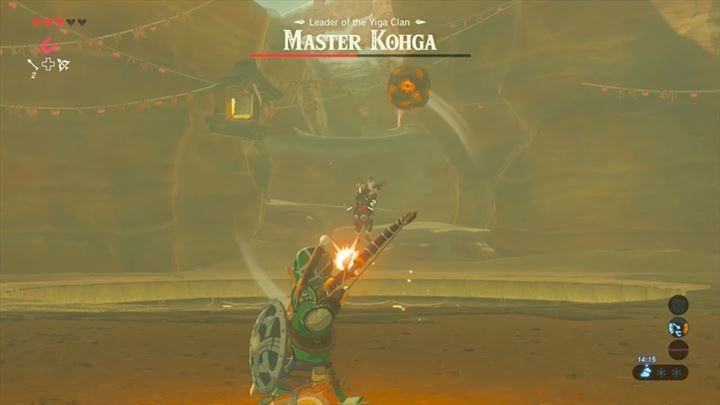 Strzelaj w wroga, gdy przyzwane przez niego obiekty znajdą się nad jego głową. - Boss Master Kogha w Zelda: Breath of the Wild - The Legend of Zelda: Breath of the Wild - poradnik do gry