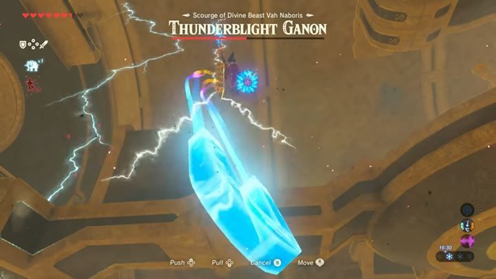 Z pomocą magnezu, unieś metalowy obiekt koło bossa. - Boss Thunderblight Ganon w Zelda: Breath of the Wild - The Legend of Zelda: Breath of the Wild - poradnik do gry