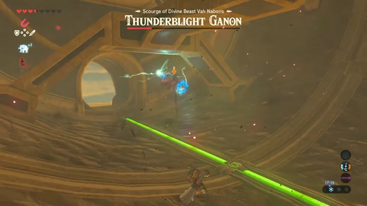 Wróg zacznie ładować swoje ataki elektrycznością. - Boss Thunderblight Ganon w Zelda: Breath of the Wild - The Legend of Zelda: Breath of the Wild - poradnik do gry