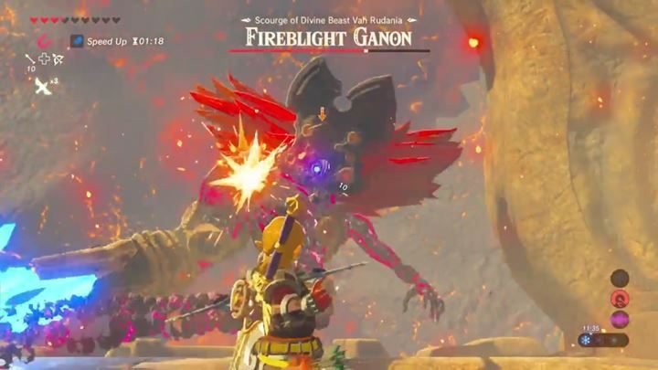 Łatwo możesz pokonać wroga, gdy będziesz celnie strzelał w jego głowę. - Boss Fireblight Ganon w Zelda: Breath of the Wild - The Legend of Zelda: Breath of the Wild - poradnik do gry