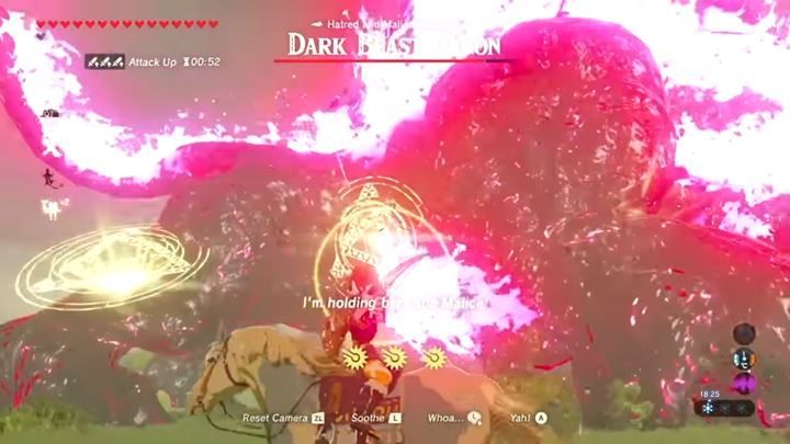 Twoim zadaniem jest strzelać w złote runy na ciele wroga. - Dark Beast Ganon w Zelda: Breath of the Wild - The Legend of Zelda: Breath of the Wild - poradnik do gry