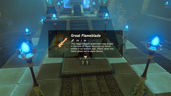 Wyjmij ze skrzyni Great Flameblade - Świątynie (Shrines) w Lanayru Tower | Zelda: Breath of the Wild - The Legend of Zelda: Breath of the Wild - poradnik do gry