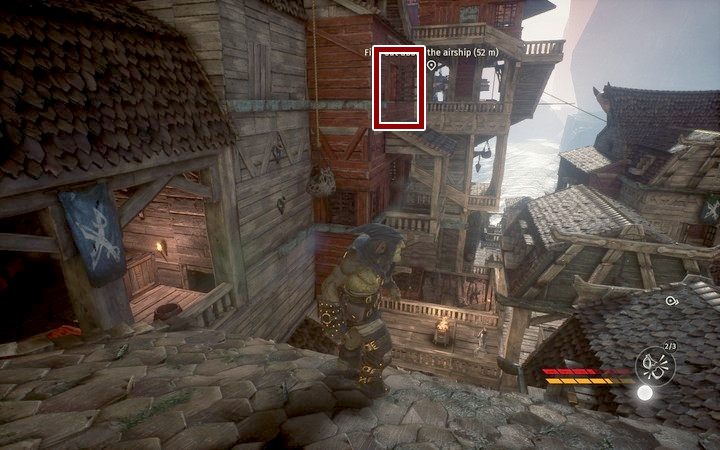 Przedostań się na dach balkonu budynku z czerwonymi ścianami - Ucieczka statkiem powietrznym | Misja 5 - W pułapce | Opis przejścia Styx - Styx: Shards of Darkness - poradnik do gry