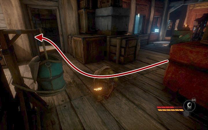 Pokój z odznaczeniem - strzałka prowadzi od miejsca, gdzie leży III szkatułka - Prolog | Misja 1 - Objawienie | Opis przejścia Styx Shards of Darkness - Styx: Shards of Darkness - poradnik do gry