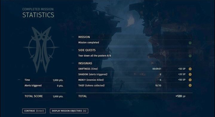 Po ukończeniu każdego poziomu ujrzysz ekran punktacji - Poziomy trudności i insygnia | Porady | Styx Shards of Darkness - Styx: Shards of Darkness - poradnik do gry
