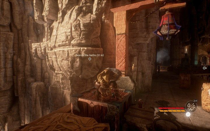 Możesz przejść do łaźni od boku, po skałach - Zdobądź ubiór | Misja 3 - Dyplomacja | Opis przejścia Styx Shards of Darkness - Styx: Shards of Darkness - poradnik do gry