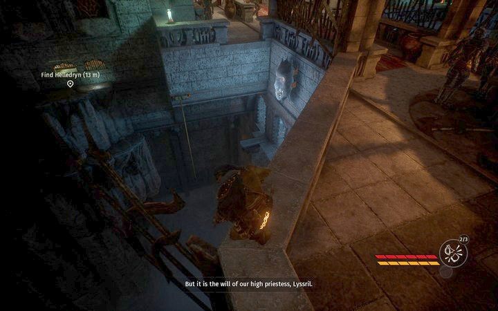 Zeskocz w dół unikając oponentów i pogadaj z Helledryn - Znajdź Helledryn | Misja 3 - Dyplomacja | Opis przejścia Styx Shards of Darkness - Styx: Shards of Darkness - poradnik do gry