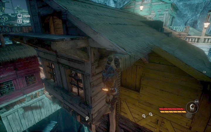 Przejdź po słomianym dachu i opuść się po linie - Zabij Jacka Rączkę i zbierz Kwarc | Misja 6 - Smell of Freedom | Opis przejścia - Styx: Shards of Darkness - poradnik do gry