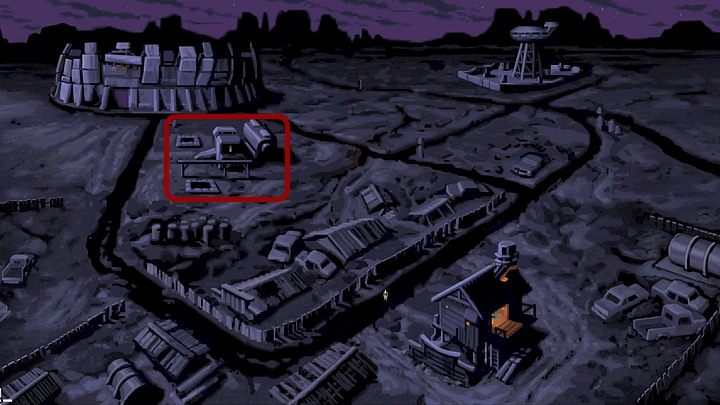 Przejdź w lewo i na mapie terenu, która się pojawi, wybierz przyczepę kempingową (po lewej) - Pomóż Mo naprawić motor | Rozdział pierwszy - Full Throttle Remastered - poradnik do gry