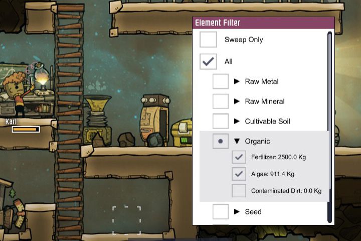 Jeśli postawisz obok odtleniacza glonów (Algae Deoxydizer) magazyn, który będzie składował głownie glony (Algae), przyspieszysz transport i skrócisz czas oczekiwania na dostawy. - Jak zacząć w Oxygen Not Included? - Oxygen Not Included - poradnik do gry