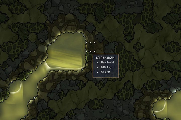 Gold Amalgam - amalgamat złota - Minerały, skały i metale w Oxygen Not Included - Oxygen Not Included - poradnik do gry
