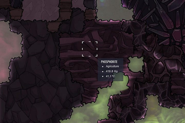 Phosphorite - jest to mieszanka skał osadowych zmieszanych z fosforem - Minerały, skały i metale w Oxygen Not Included - Oxygen Not Included - poradnik do gry