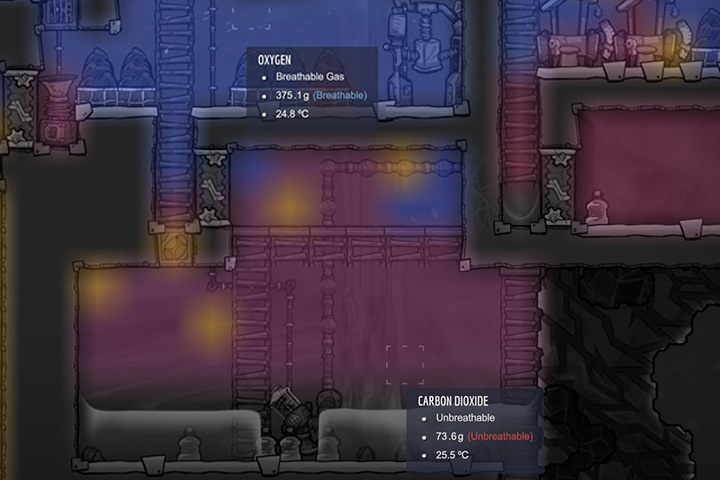 Lżejsze gazy pną się do góry, a cięższe trzymają się ziemi. - Porady ogólne Oxygen Not Included - Oxygen Not Included - poradnik do gry