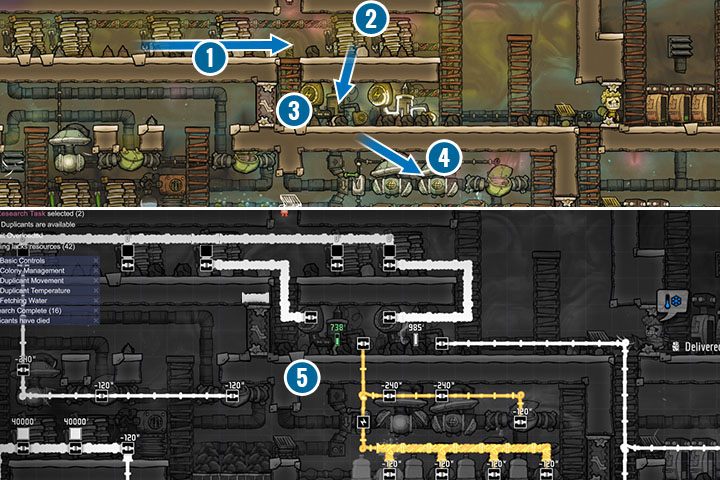 Do dostarczenia prądu, tak jak w rzeczywistości, użyjesz kabli elektrycznych (Electrical Wire) oraz grubo splecionych kabli elektrycznych (1)(Heavi-Watt Wire) - Energia (Power) w Oxygen Not Included - Oxygen Not Included - poradnik do gry