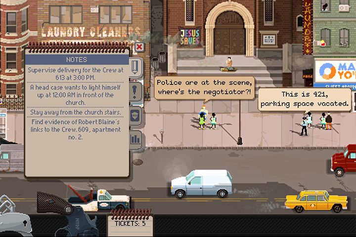 Myśli samobójcze i benzyna to złe połączenie. Oczyść chodnik z samochodów przed kościołem dla straży pożarnej, a potem poszukaj osób, które znają nieszczęśnika. - Tydzień 2 służby w Beat Cop - Beat Cop - poradnik do gry