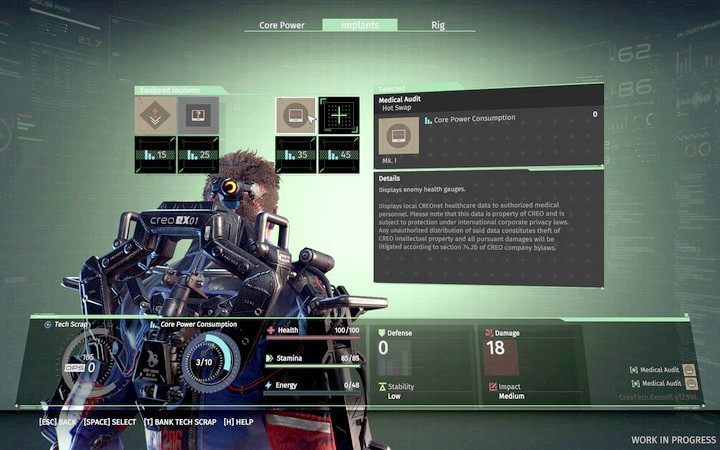 Implanty (pasywne lub aktywne) pozwalają na dodanie nowych zdolności bohaterowi - Rozwój postaci w The Surge | Porady - The Surge - poradnik do gry