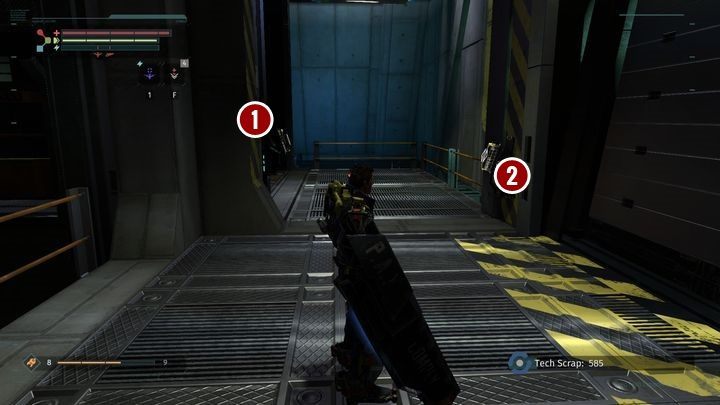 Pokonaj napotkanego tam przeciwnika i przejdź po jednej z szyn do dalszej części piętra - Centrala Produkcyjna B | Opis przejścia The Surge - The Surge - poradnik do gry