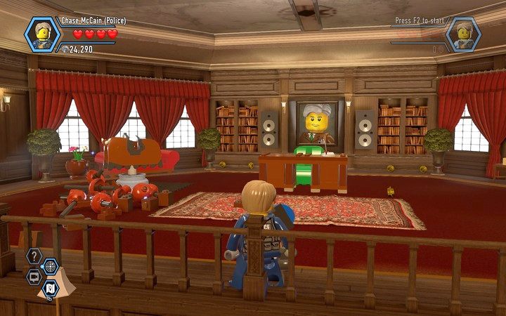 Pokój naczelnika - zniszcz żyrandol i przebuduj go na blokadę wyjścia z toalety - Cele więzienne na wyspie | Rozdział 3 w Lego City: Tajny Agent - LEGO City: Tajny Agent - poradnik do gry