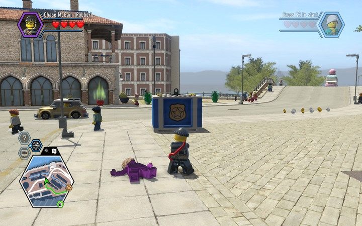 Pistolet barwi nie tylko ludzi, ale i inne obiekty... ma określone zastosowania, które poznasz niebawem - Uwolnij Moe de Luca | Rozdział 6 w Lego City: Tajny Agent - LEGO City: Tajny Agent - poradnik do gry