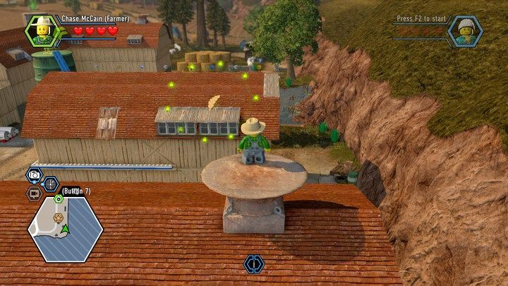 Druga funkcja to użycie kurczaka w kapeluszu, który działa jak spadochron - Farma | Rozdział 9 w Lego City: Tajny Agent - LEGO City: Tajny Agent - poradnik do gry