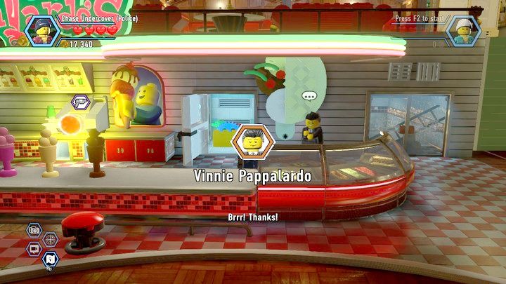 Za uwolnienie i odbudowanie Vinniego odblokujesz przy okazji jego kostium - Lodziarnia w Lego City: Tajny Agent - LEGO City: Tajny Agent - poradnik do gry