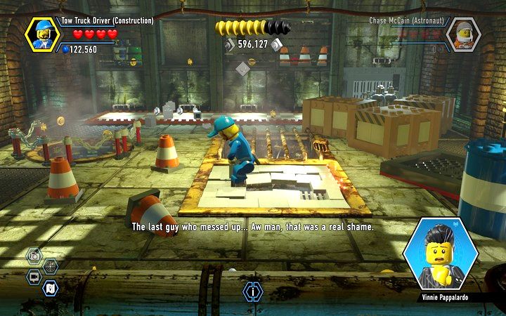 Musisz pozbyć się podłogi jako robotnik, aby zebrać żeton - Sekrety w banku w Lego City: Tajny Agent - LEGO City: Tajny Agent - poradnik do gry