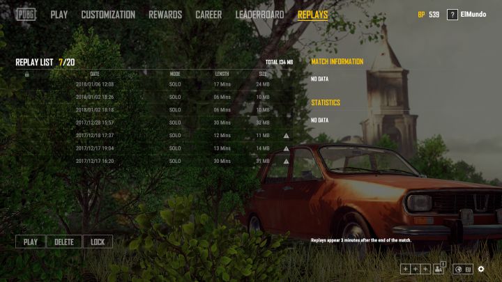 Powtórki aktywować można z menu głównego gry. - PUBG: System powtórek (Replay) - PUBG - poradnik do gry