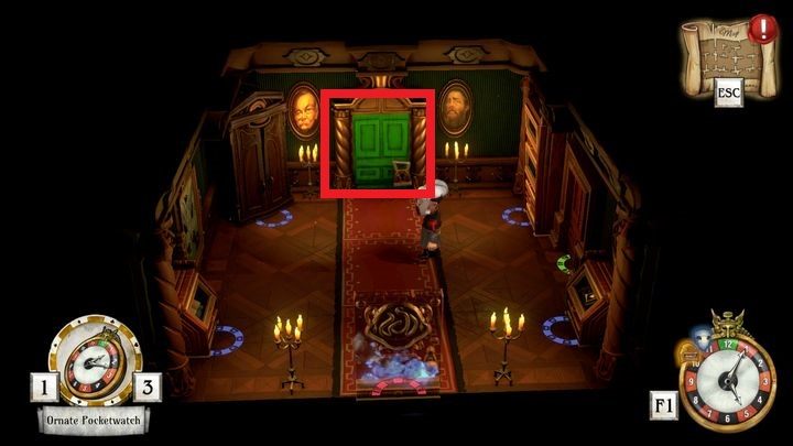 Przejdź przez kolejne pomieszczenia aż dotrzesz do tego z kłódką na zielonych drzwiach - Uruchom pierwszy punkt startowy | Thanos Gorecki i Aurum Runes - The Sexy Brutale - poradnik do gry