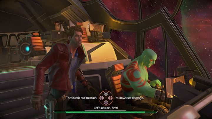 Porozmawiaj z Draxem, który skomentuje atak wrogów - Prolog - Statek Strażników Galaktyki | Guardians of the Galaxy - Guardians of the Galaxy: The Telltale Series - poradnik do gry