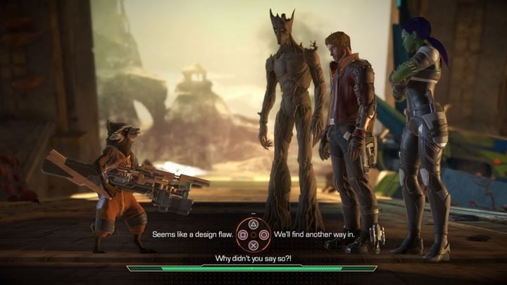 Komentarz: Ratchet nie przejmie się żadnym komentarzem, choć odnotuje, że go pochwaliłeś/zganiłeś - Wizyta na obcej planecie | Guardians of the Galaxy - Guardians of the Galaxy: The Telltale Series - poradnik do gry