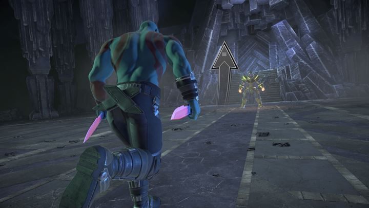 Czeka cię teraz długa sekwencja akcji, w której strażnicy zaczną atakować Thanosa - Wizyta na obcej planecie | Guardians of the Galaxy - Guardians of the Galaxy: The Telltale Series - poradnik do gry