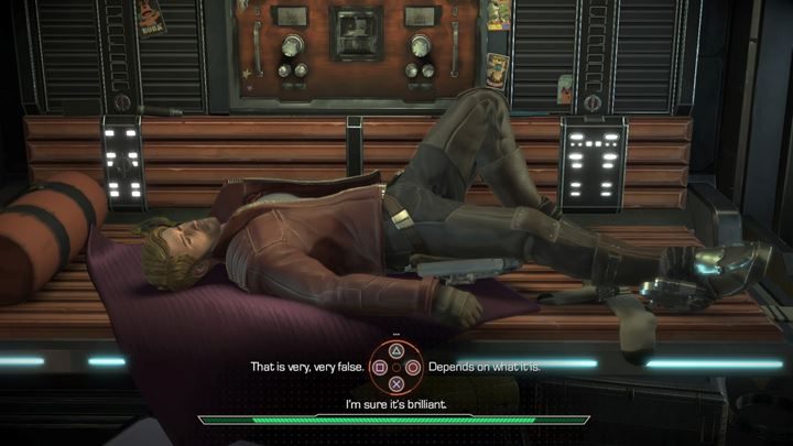 Wczorajsza noc była bardzo ostra i załoga przeholowała z imprezą - Powrót na statek | Guardians of the Galaxy - Guardians of the Galaxy: The Telltale Series - poradnik do gry