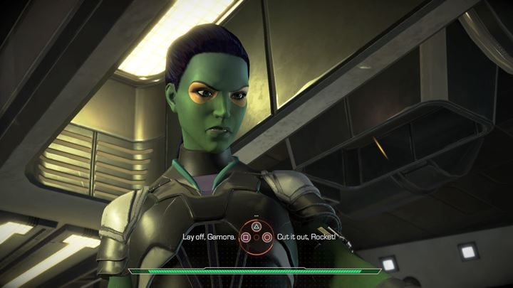 Po chwili dojdzie do kłótni i wymiany obelg między Ratchetem a Gamorą - Powrót na statek | Guardians of the Galaxy - Guardians of the Galaxy: The Telltale Series - poradnik do gry