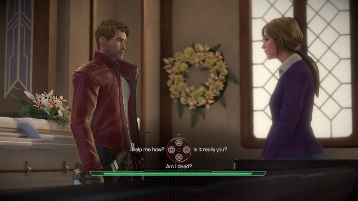 Scena ulegnie zmianie i pojawi się dorosły Peter - Scena w kościele - retrospekcja | Guardians of the Galaxy - Guardians of the Galaxy: The Telltale Series - poradnik do gry