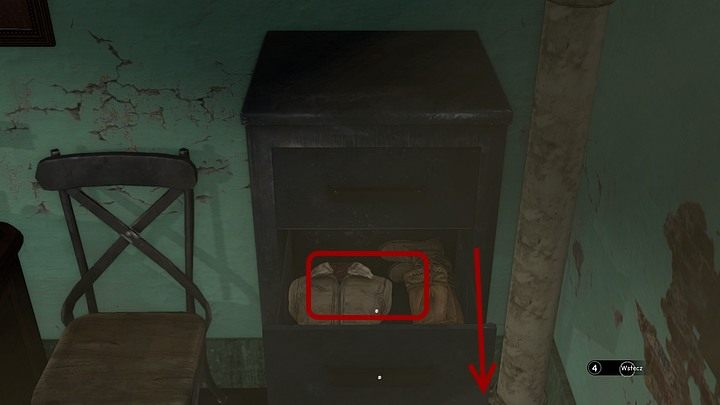 W zbliżeniu wysuń drugą szufladę, przeciągając myszką w dół, i zabierz leżące w niej ubrania - Znajdź lekarza | Rozdział pierwszy | Opis przejścia Syberia 3 - Syberia 3 - poradnik do gry