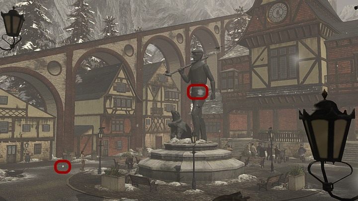 Zrób parę kroków przed siebie i w prawo, a pojawi się widok na imponujący pomnik automatu przypominającego Oskara - przyjrzyj się mu (aktywny punkt na automacie, kolejny wywołujący komentarz Kate na ten temat - na jezdni nieopodal dziewczyny) - Znajdź Simona Steinera, rzemieślnika | Rozdział trzeci | Solucja Syberia 3 - Syberia 3 - poradnik do gry