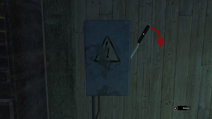 W tej sytuacji wetknij w szczelinę z jej prawej strony (górny aktywny punkt) nóż i podważ nim drzwiczki skrzynki (ruch myszką w dół) - Wróć do szpitala | Rozdział trzeci | Opis przejścia Syberia 3 - Syberia 3 - poradnik do gry