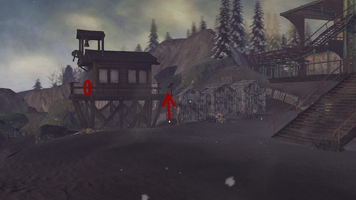 Wespnij się po drabinie i idź tarasem wokół domku (w lewo) - Przywróć zasilanie w parku rozrywki | Rozdział piąty | Opis przejścia Syberia 3 - Syberia 3 - poradnik do gry