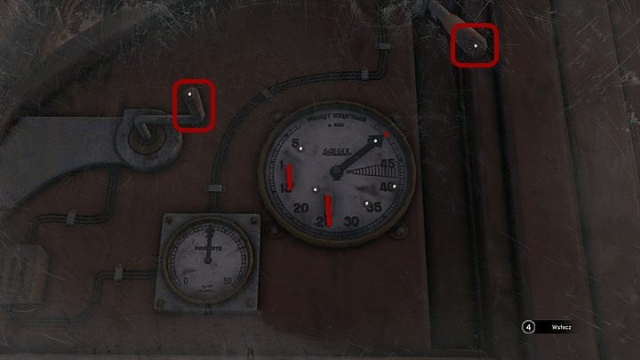 Zakręć korbą po lewej w lewo (odpowiedni ruch myszką), by przesunąć wskazówkę na większym zegarze na maksymalną pozycję, czyli na liczbę 50 - Zdobądź klucz aktywacyjny | Rozdział piąty | Opis przejścia Syberia 3 - Syberia 3 - poradnik do gry
